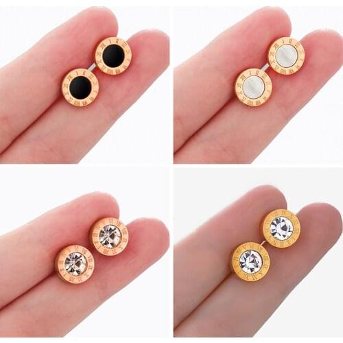 Womens Earrings Set Pearl Earrings For Women Bohemian Fashion Jewelry 2020 Geometric Heart Crystal Roman Numerals Stud Earrings