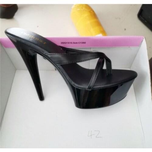 Sexy 15 cm heels princess flip-flops, sexy stage catwalk heels, nightclub PU pole dancing shoes