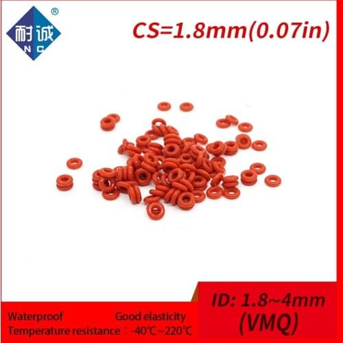 5PCS/lot Silicone rubber oring VMQ CS 1.8mm ID1.8/2/2.24/2.5/2.8/3.15/3.55/3.7/4mm Gasket Silicone Oring waterproof Silica gel