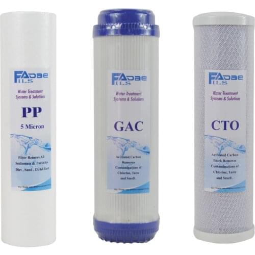 Replacement Pre-Filter Sets for Reverse Osmosis System Stage 1, 2&3, pack of Sediment 5UM, activated carbon&carbon block filters