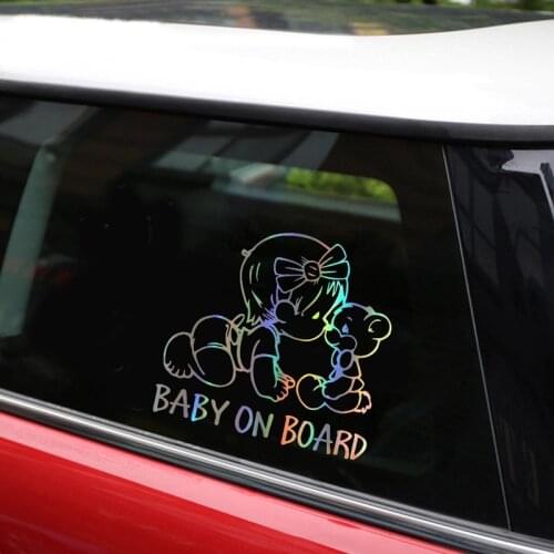Car Sticker 3D 14*15cm BABY ON BOARD Warning Sign Funny Car Decal Stickers Vinyl Reflective Laser Car Styling