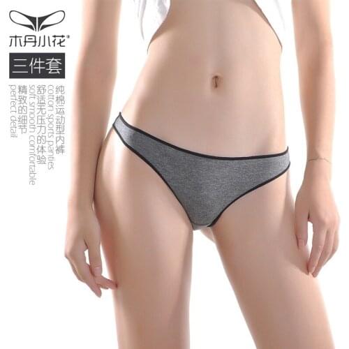 3pcs/lot cotton low waist thong underwear women simple yogaing thong t pants sporting ladies solid color underwear women