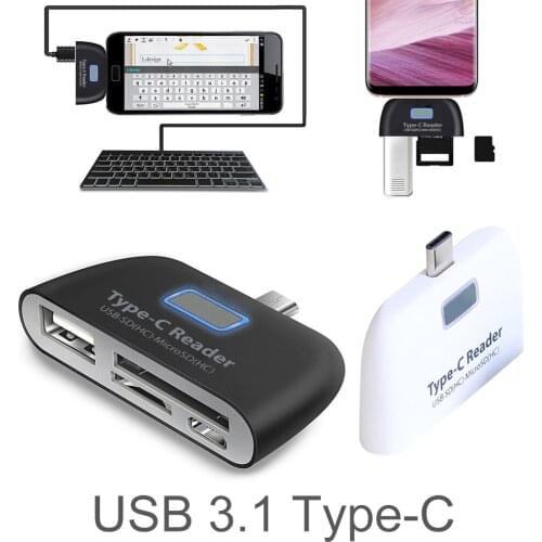 Micro SD Memory Card Reader USBC 3.1 TypeC to USB 3.0 OTG HUB Adapter Fit for Macb / Cell Phone / Tablet