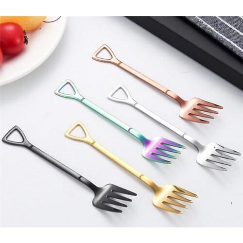 Creative Stainless Steel Spade Dessert Fork Spoon Long Handle Coffee Spoon Teaspoon Stirring Spoon Tableware