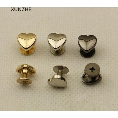 XUNZHE 20pcs new heart-shaped rivet leather screw belt bag decoration rivet leather hardware accessories bucket nail