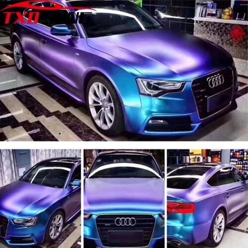50CM*200CM/300/600CM Chameleon Pearl Matt Metallic Purple Blue Vinyl Car Wrap Foil With Air Release Chameleon Car Sticker Decal