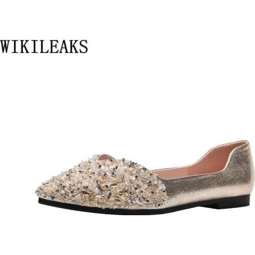 Flats Shoes Women Korean Fashion Barefoot Harajuku Shoes Slip on Shoes for Women Crystal Loafers Women Pointed Toe Zapatos Mujer