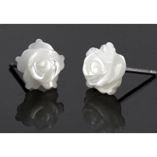 Silver 925 Jewelry Earrings Sterling Silver Earrings Natural Shell Rose Fashion Earrings For Women Temperament Earrings Jewelry