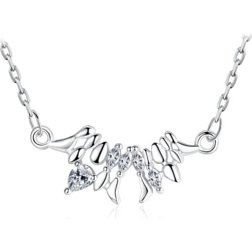 S925 Silver Necklace For Women Heart Beating Wave Necklace for Girl Lady Fashhio DIY Gift Jewelry 45 cm Clear CZ