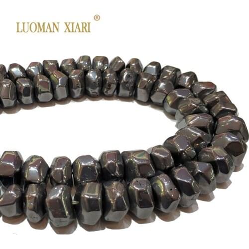100% Facted Natural Black High Quality Iron Beads For Jewelry Making DIY Bracelet, Necklace Earring Size 9*14 mm Strand 15"