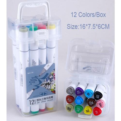 12 Colors Markers Pen Permanent Double Tips Graphic Skewing Drawing Painting Liner Artist Dual Headed Alcohol Round Maker Pens
