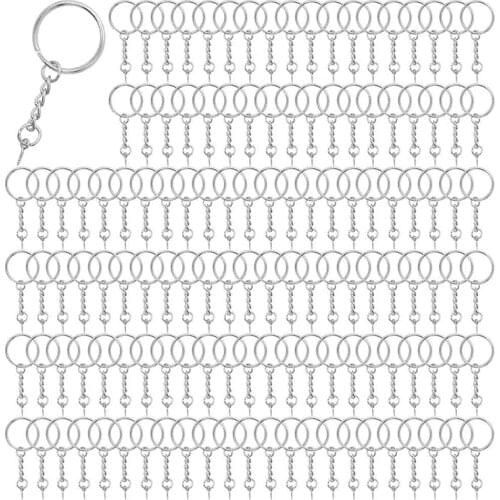 150PCS Keyring Rings Key Chain Rings Keyring Chains Split Metal Key Rings with Link Chain and Screw Eye Pins for Crafts