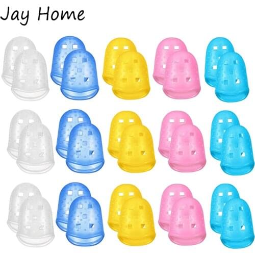 20/5PCS Needlework Sewing Thimble 5colors Silicone Hollowed Out Breathable Finger Protective Thimble for Embroidery Quilting