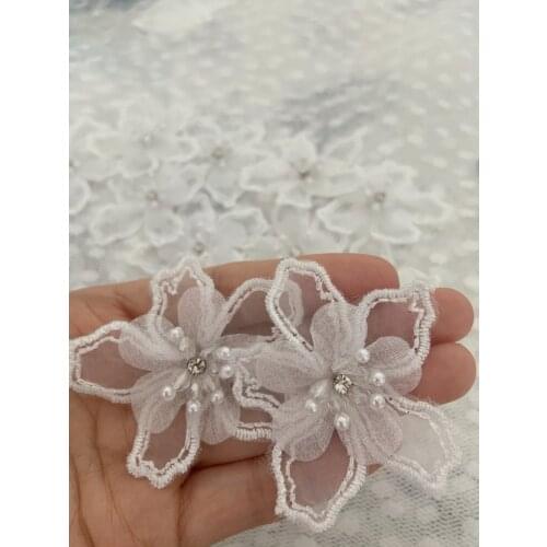 5 pcs off white 3d handmade florals bodice, 3d hand crafted bead flowers