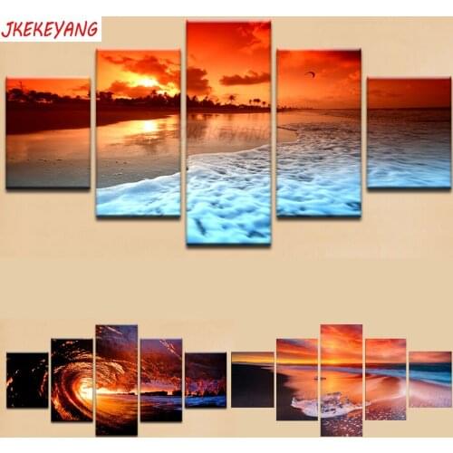 5pcs full square mosaic,5d diamond painting Sea sunset diy diamond embroidery crafts home decoration Y3124
