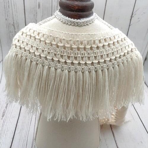 5Y-10Yard/Lot Beige Apricot DIY 12CM Cotton Lace Trim Tassel Fringe Clothing Dress Curtain Table Home Textile Accessories