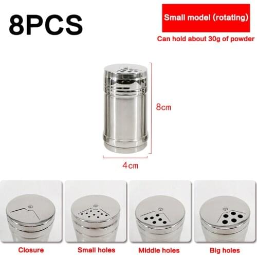 8pcs seasoning pot stainless steel household outdoor barbecue tools pepper bottle sprinkler pot seasoning jar spice jars