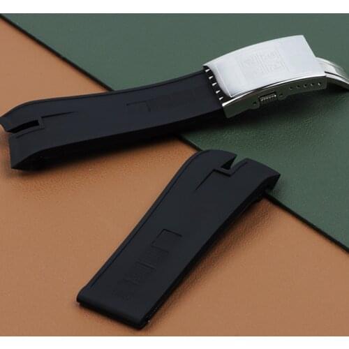Watch accessories 26.5mm Black nature rubber silicone watchband band For Roger Dubuis strap for EasyDiver belt Folding Buckle