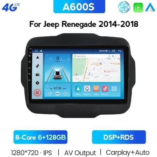 Android 10 DSP 2 Din Car Radio For Jeep Renegade 2016 2017 2018 2019 2020 AHD Cam 9'' GPS Navigation AM FM Car Multimedia Player
