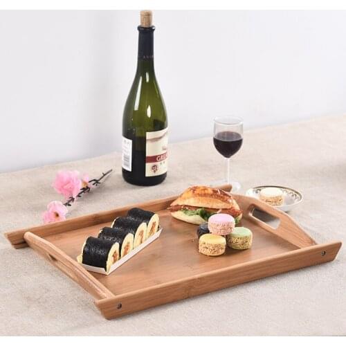 Japan Style Bamboo Tea Serving Trays Rectangle Eco Desserts/Snacks Serving Plate Multi-Use Fruits/Bread Plate Tea Accessories
