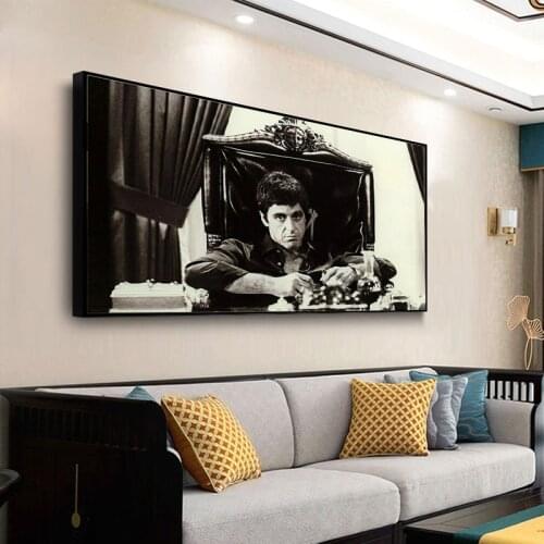 Black and White Pop AL PACINO SCARFACE Movie Poster and Prints Oil Canvas Painting Wall Art Picture Canvas Home Decoration