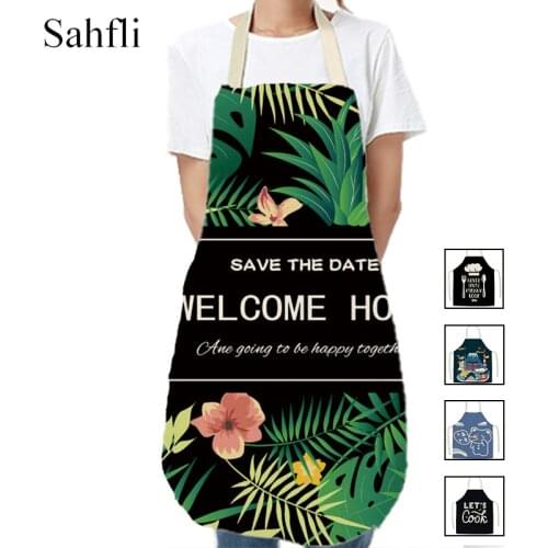 Black Printed Kitchen Apron Sleeveless for Child Adult Women Men Home Cleaning Tools Waist Aprons Baking Home Accessories Baking