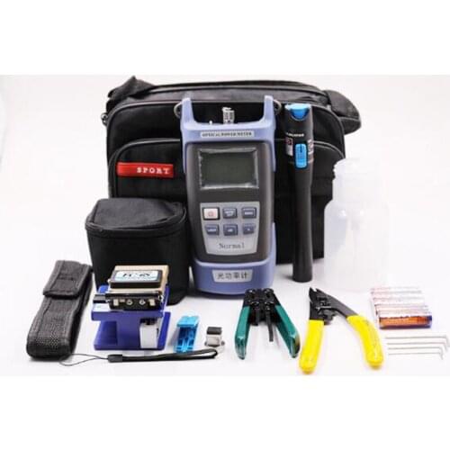 FTTH Fiber Optic Tool Kit with Fibra Optica Power Meter Visual Fault Locator Fiber Cleaver FC-6S Millers Plier Stripper