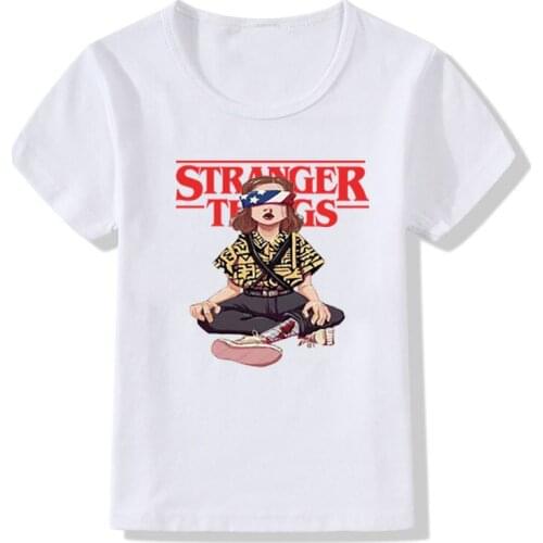 Boys and Girls T Shirt Stranger Things Wills Message Print T Shirt Kids Summer Casual White Tops Children Funny T-shirt Tops