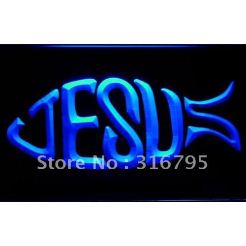 H012 Jesus Christ fish LED Neon Light Light Signs On/Off Switch 20+ Colors 5 Sizes