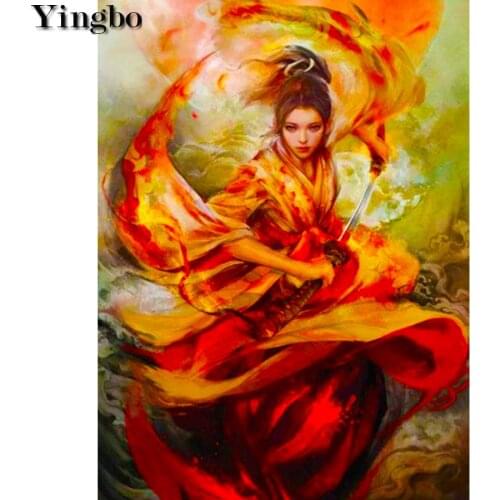 5d Diamond Painting woman Japanese Full drill square round Rhinestone samurai Diamond Embroidery mosaic Cross Stitch Kit decor