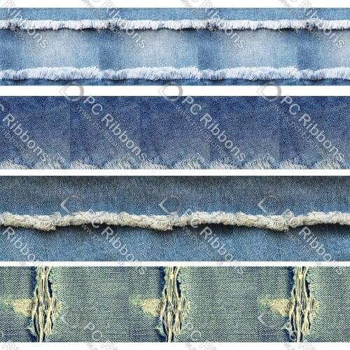 16-75MM Ripped Denim Printed Grosgrain&Sati&16MM Foe Ribbon DIY Handmade Materials Christmas Wedding Gift Wrap Tape 50yards