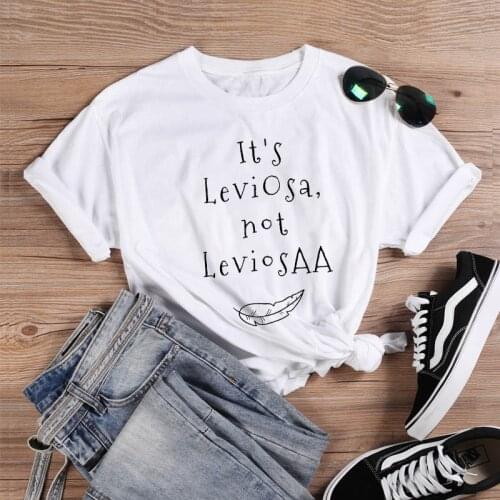 Letter Summer Print Leviosa Not Leviosa Funny Retro T-Shirt Streetwear Harajuku Tee&Top 2021 Cloths For Women O-Neck Sho