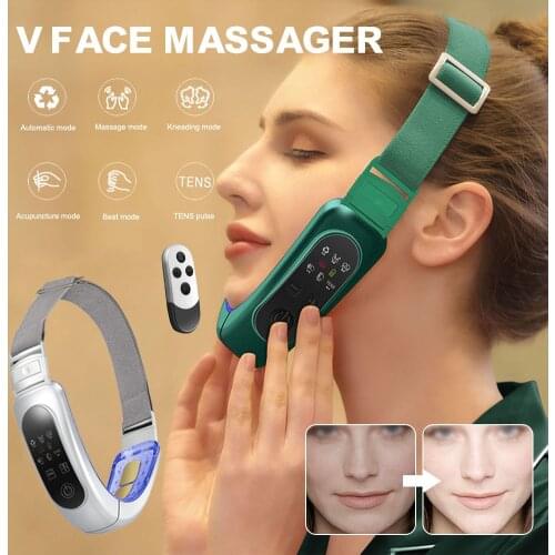 Face Massager Micro-Current TENS Remote Control Hot Compress Face-Lifting V-Face Shaping Massage Reduce Double Chin