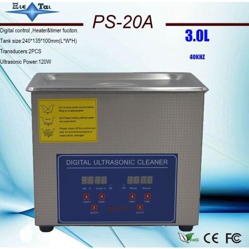 Local RU EU Jietai PS-20A AC110V/220V digital timer&heated ultrasonic cleaner 3L 40KHz with free basket