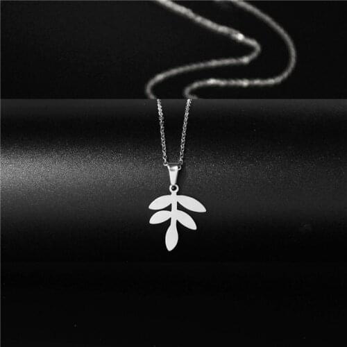 Stainless Steel Minimalist Jewelry Literary Small Leaf Pendant Necklace Leaves Female Fashion Choker