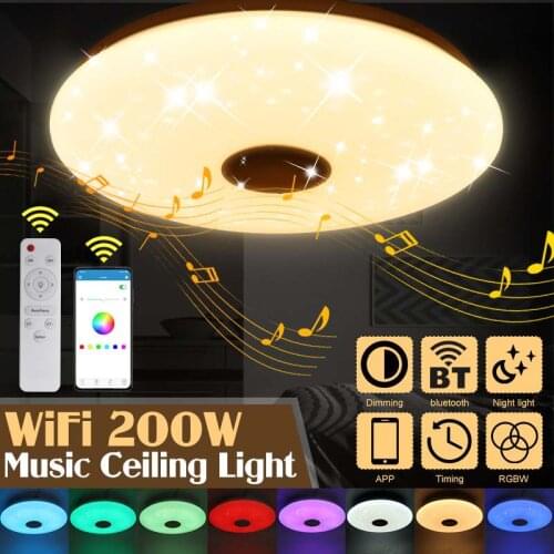 Upgrade WIFI 200W LED Ceiling Lights with High Sound Quality Speaker RGB Dimmable Bedroom Ceiling Light Works with Home/Alexa