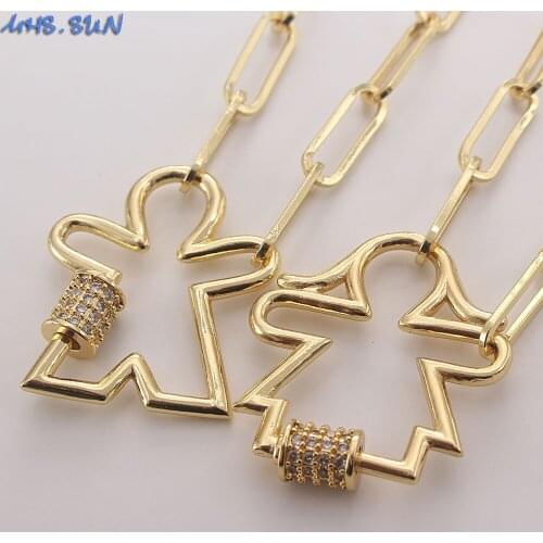 MHS.SUN Fashion boy and girls design can open pendant necklace with cubic zirconia chunky chain necklace for women gift 1pc