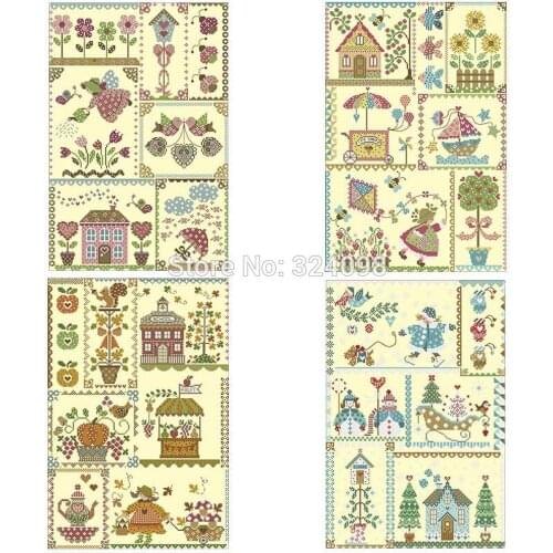Garden Four Seasons patterns Counted Cross Stitch 11CT 14CT DIY Chinese Cross Stitch Kits Embroidery Needlework Sets