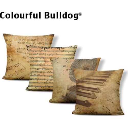 Retro Cushion Covers Spectrum Music European And American Style Pillows Piano Painting Throw Pillow Cover 45Cm Linen Discount