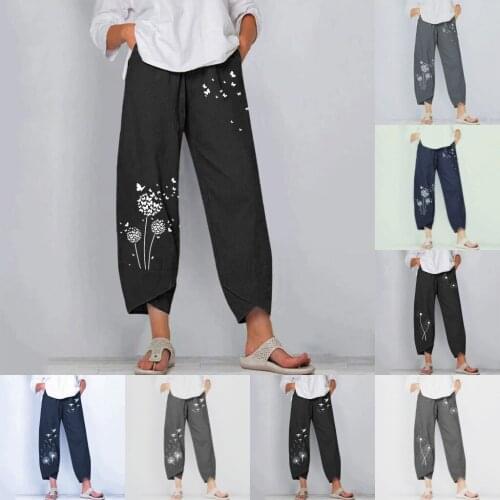 2021 new products Europe and the United States summer leisure easy printing wide-legged trousers slacks