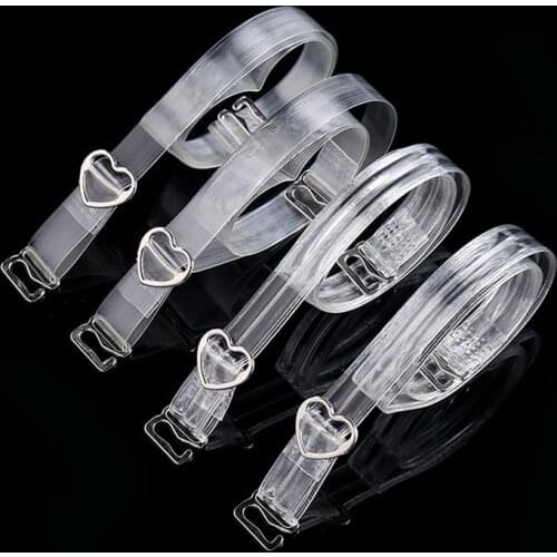 New Style High Elastic Fashion Stripe Transparent Bra Underwear Strap Button Adjustable Invisible Clear Crystal Shoulder Straps