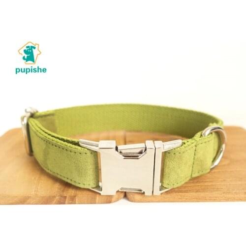 PUPISHE Pet Dog Collar Adjustable Fashion Plaid Dog Collar and Leash Set Anti-Bite Nylon Pet Collars for Small Dogs Chihuahua