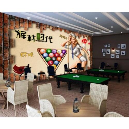 Custom photo wallpaper for walls 3 d mural wallpapers brick wall painting billiard hall billiard room beauty background wall