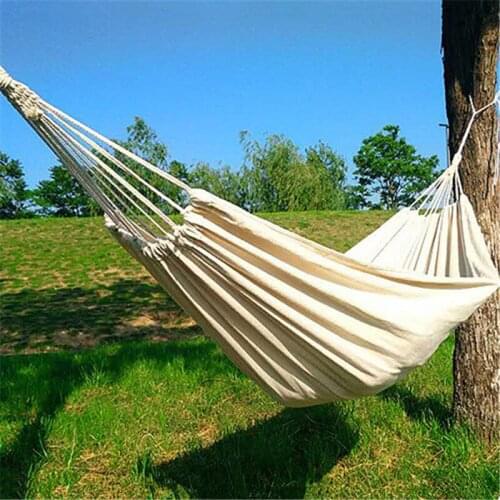 Portable Hammock Outdoor Hammock Garden Sports Home Travel Camping Swing Canvas Stripe Hang Bed Hammock Double Single People