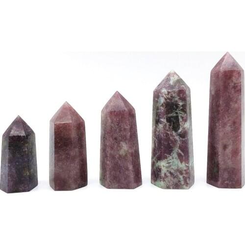 Drop Shipping 1PC Natural Lepidolite Purple Mica Quartz Point Tower Healing Stone Hexagonal Obelisk Natural Stones and Crystals