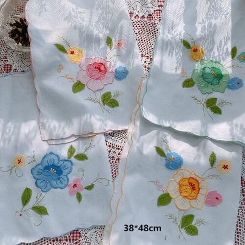 Rectangular cotton embroidered tablecloth, vase mat, tray mat, western table mat, table mat, end table mat