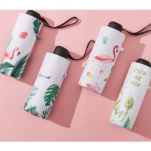 Five Folding Sun Umbrella Rain Women Mini Pocket Umbrellas Girls Black Coating Windproof Portable Parasol 6 Ribs Light Umbrella