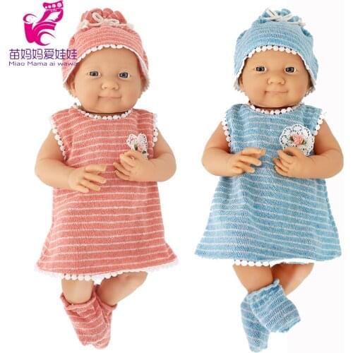 Reborn baby doll dress hat socks set for 40cm Nenuco Ropa y su Hermanita 43 cm doll clothes