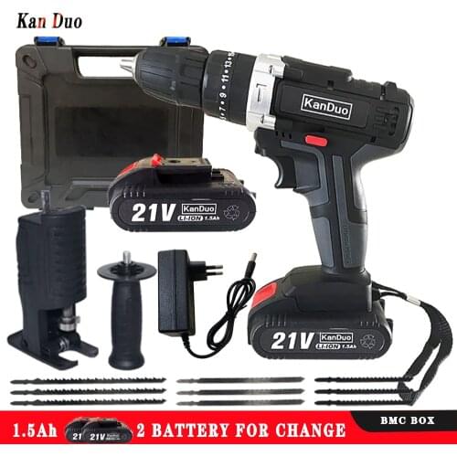 21V Reciprocating saw assembly with cordless electric screwdriver Household tool set Multi function impact drill Decoration tool
