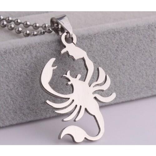 Silver color big Hollow Scorpion 316L Stainless Steel pendant necklaces bead chain for men women wholesale